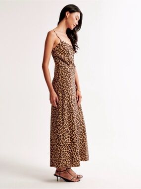 Abercrombie & Fitch Leopard Print Julia Slip Maxi Dress - Brown/Black